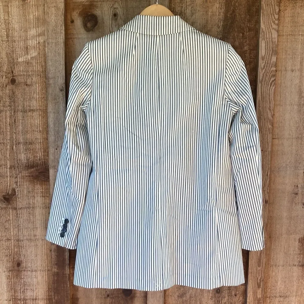 J. Crew Cotton Alfie Blazer in Striped Chino- Single Breasted Vintage Prep Style